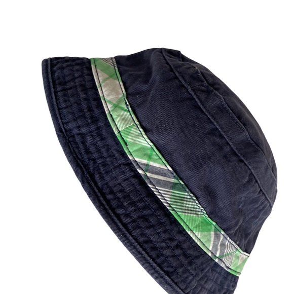 Gymboree Navy Blue Bucket Hat with Plaid Trim Size 12-24 Months 100% Cotton - Picture 5 of 6